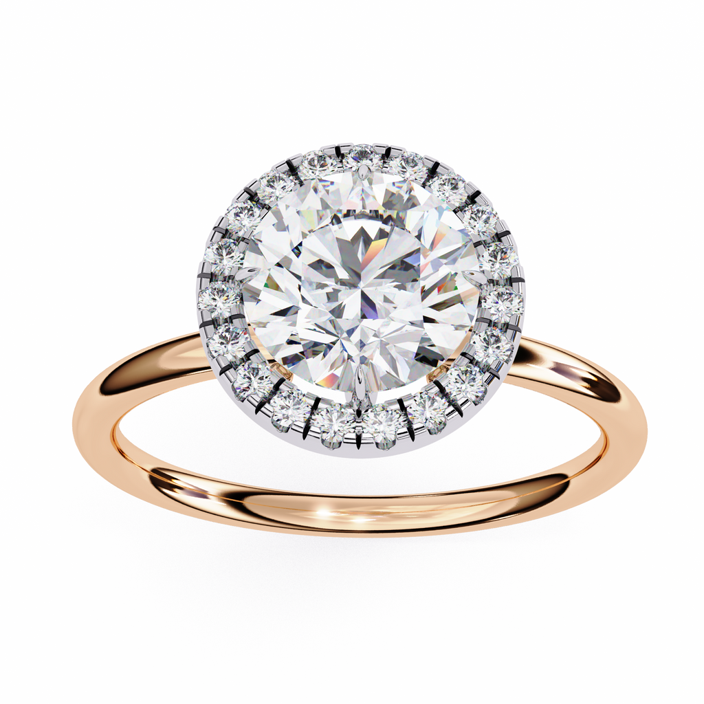 Rose Gold Round Brilliant Halo Diamond Engagement Ring