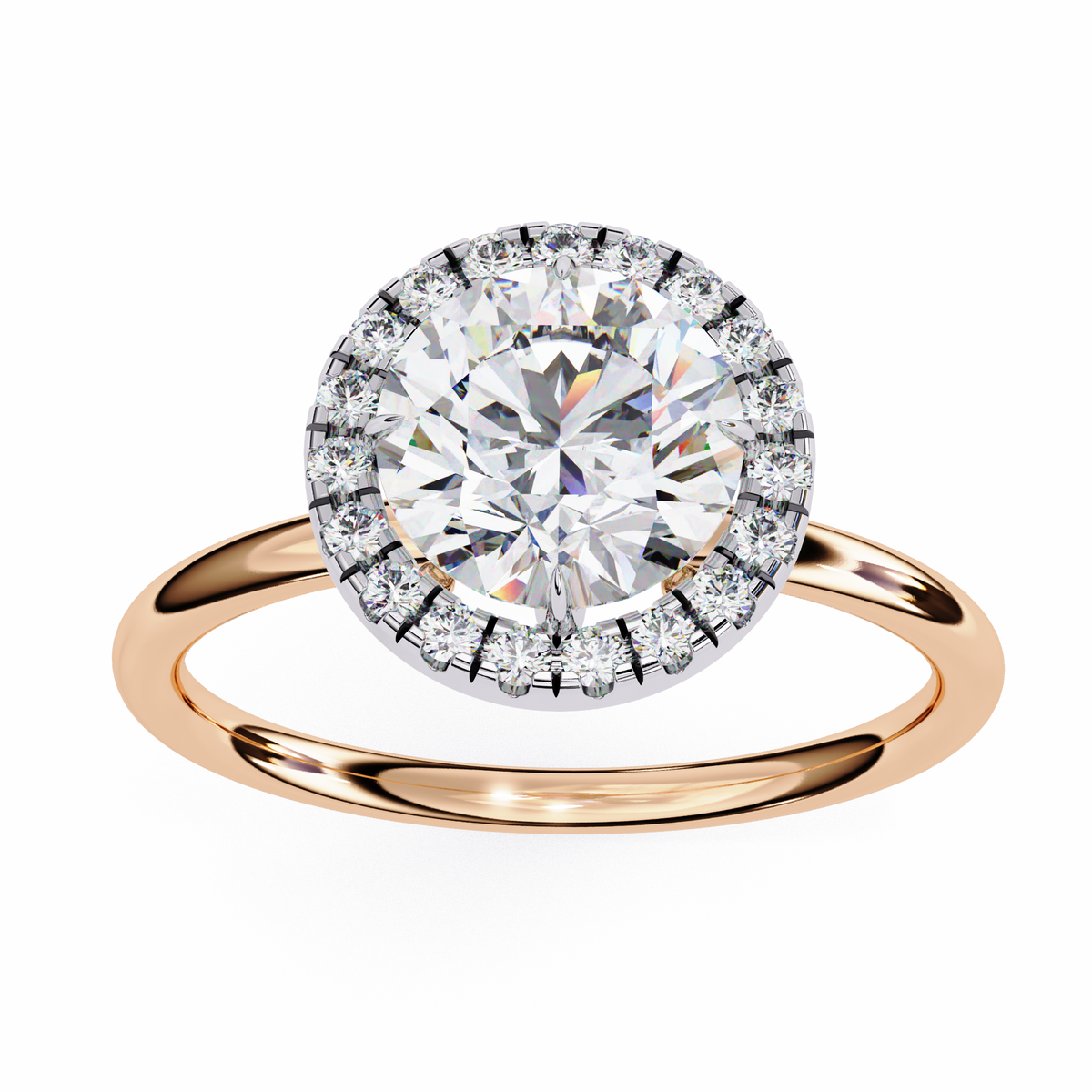 Rose Gold Round Brilliant Halo Diamond Engagement Ring