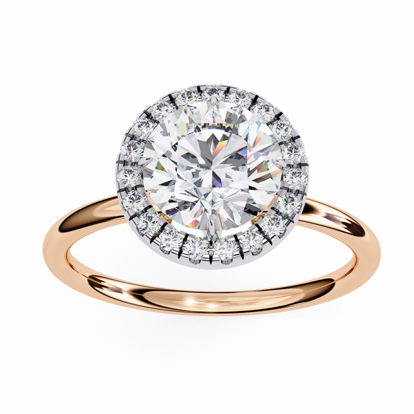 Rose Gold Round Brilliant Halo Diamond Engagement Ring