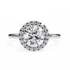 White Gold Round Diamond Halo Solitaire Engagement Ring