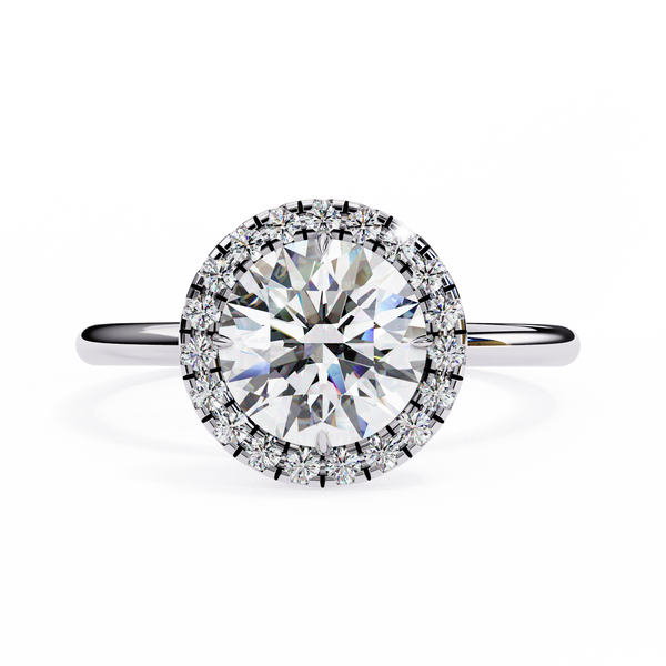 White Gold Round Diamond Halo Solitaire Engagement Ring