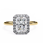 Yellow Gold Radiant Cut Halo Diamond Engagement Ring