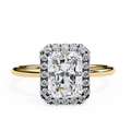 Yellow Gold Radiant Cut Halo Diamond Engagement Ring