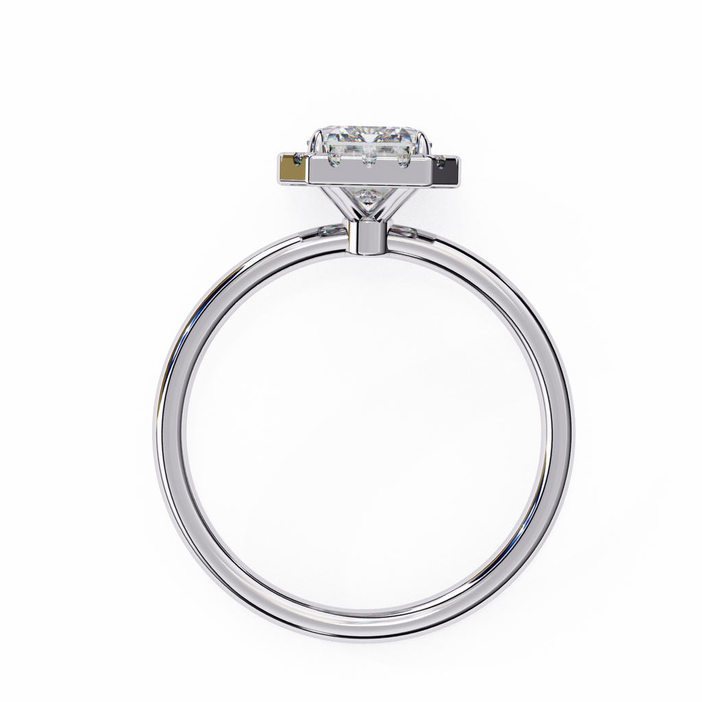 White Gold Radiant-Cut Diamond Halo Solitaire Engagement Ring
