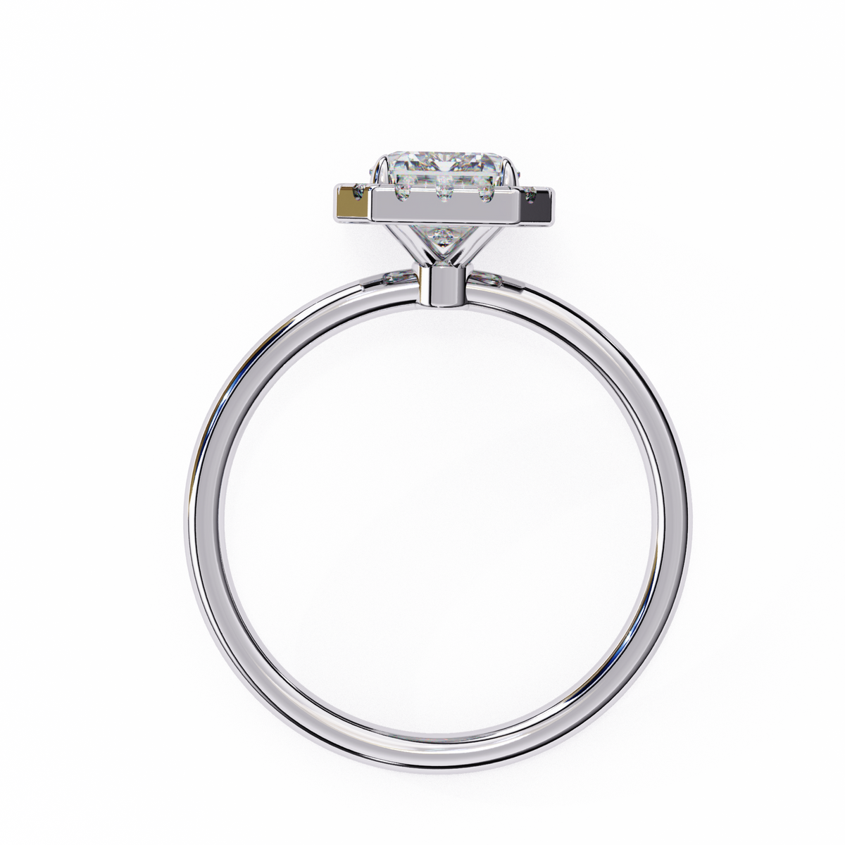 White Gold Radiant-Cut Diamond Halo Solitaire Engagement Ring