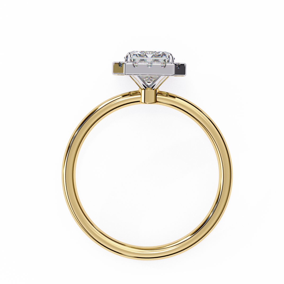 Yellow Gold Radiant Cut Halo Diamond Engagement Ring
