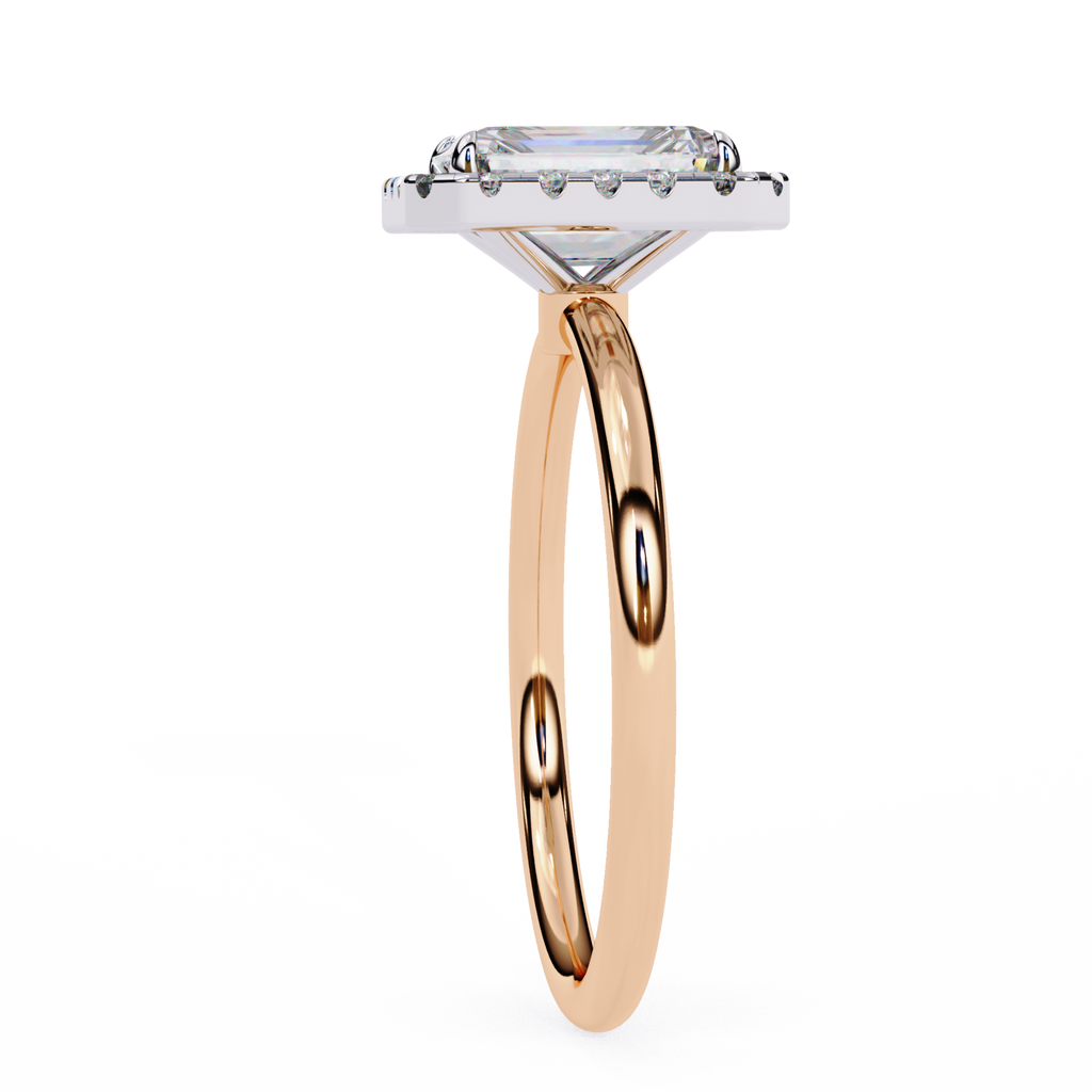 Rose Gold Radiant Cut Halo Diamond Engagement Ring