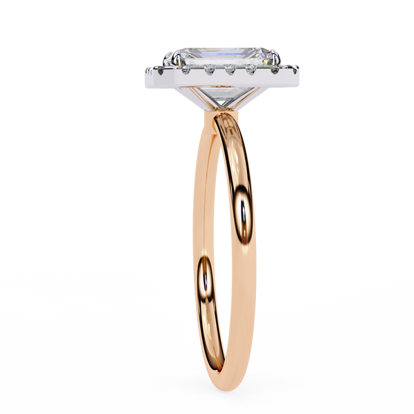 Rose Gold Radiant Cut Halo Diamond Engagement Ring