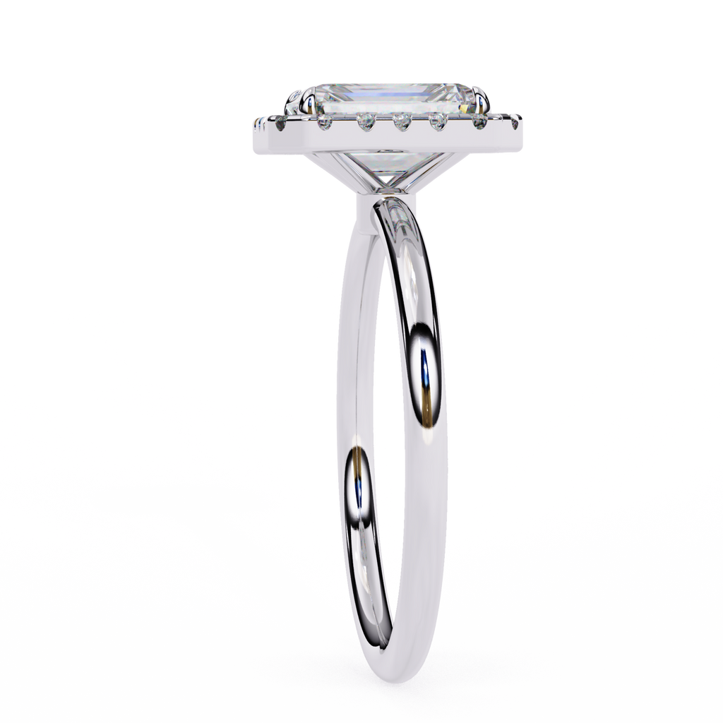 White Gold Radiant-Cut Diamond Halo Solitaire Engagement Ring