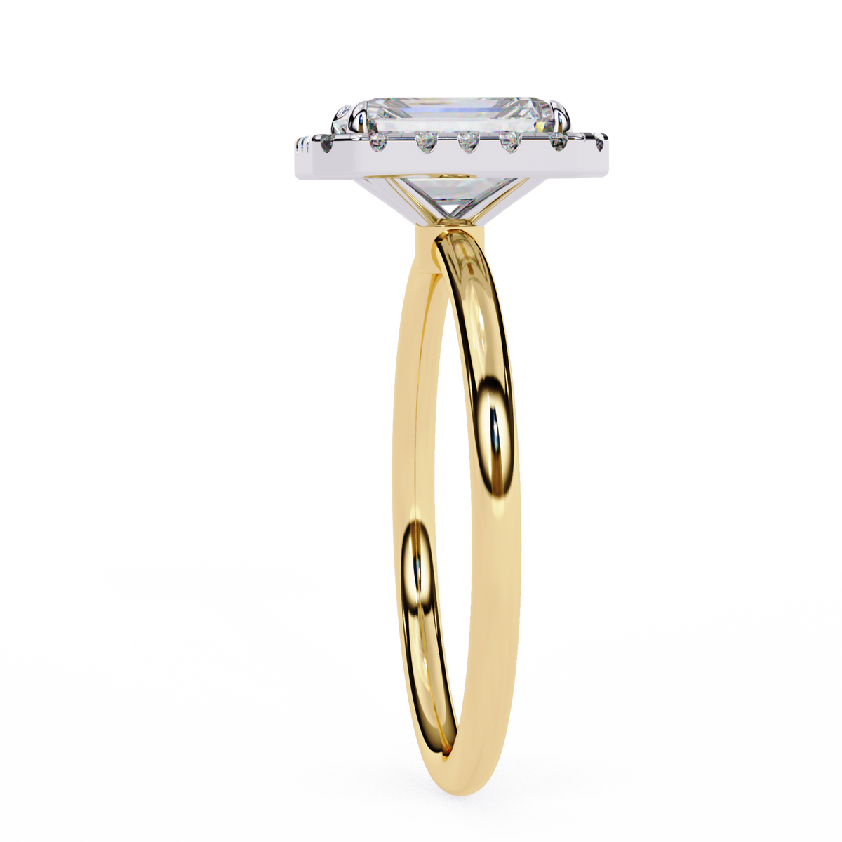 Yellow Gold Radiant Cut Halo Diamond Engagement Ring