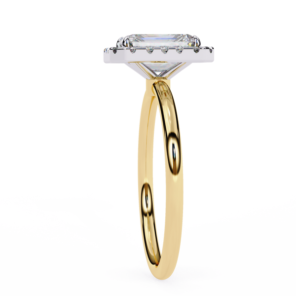 Yellow Gold Radiant Cut Halo Diamond Engagement Ring
