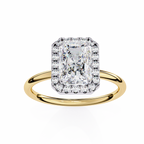 Yellow Gold Radiant Cut Halo Diamond Engagement Ring