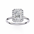 White Gold Radiant-Cut Diamond Halo Solitaire Engagement Ring
