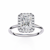 White Gold Radiant-Cut Diamond Halo Solitaire Engagement Ring