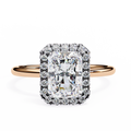 Rose Gold Radiant Cut Halo Diamond Engagement Ring