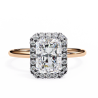Rose Gold Radiant Cut Halo Diamond Engagement Ring