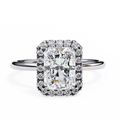 White Gold Radiant-Cut Diamond Halo Solitaire Engagement Ring