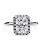 White Gold Radiant-Cut Diamond Halo Solitaire Engagement Ring