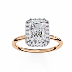Rose Gold Radiant Cut Halo Diamond Engagement Ring