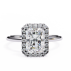 White Gold Radiant-Cut Diamond Halo Solitaire Engagement Ring