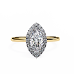 Yellow Gold Marquise Cut Halo Diamond Engagement Ring
