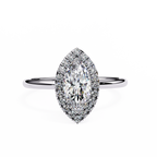 White Gold Marquise Diamond Halo Solitaire Engagement Ring