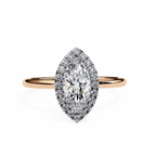 Rose Gold Marquise Cut Halo Diamond Engagement Ring