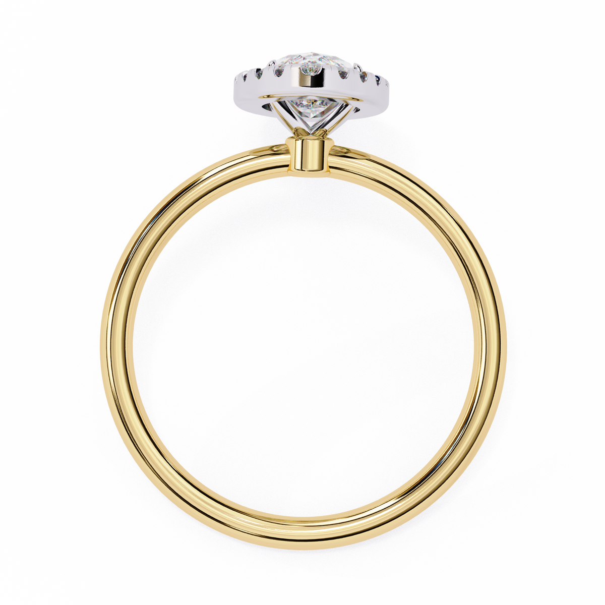 Yellow Gold Marquise Cut Halo Diamond Engagement Ring
