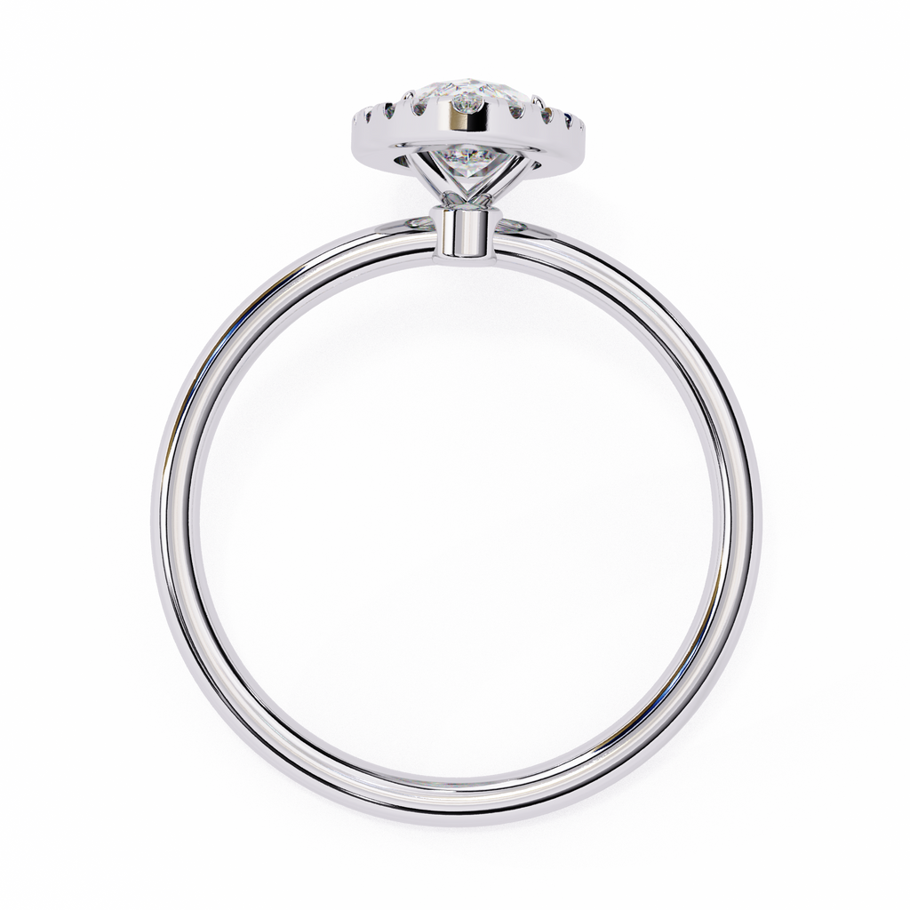 White Gold Marquise Diamond Halo Solitaire Engagement Ring