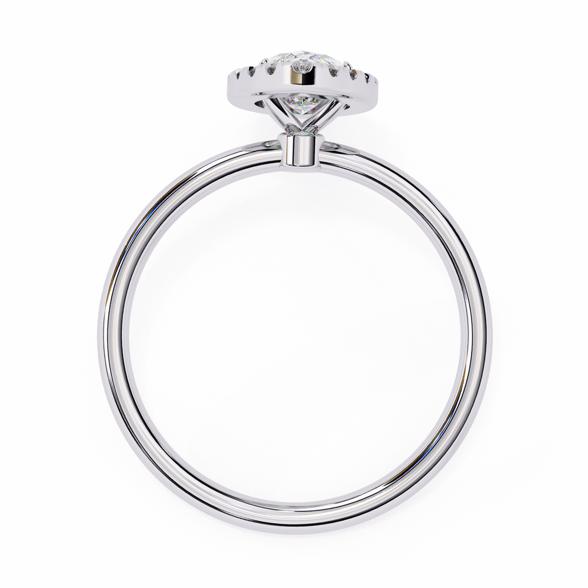 White Gold Marquise Diamond Halo Solitaire Engagement Ring