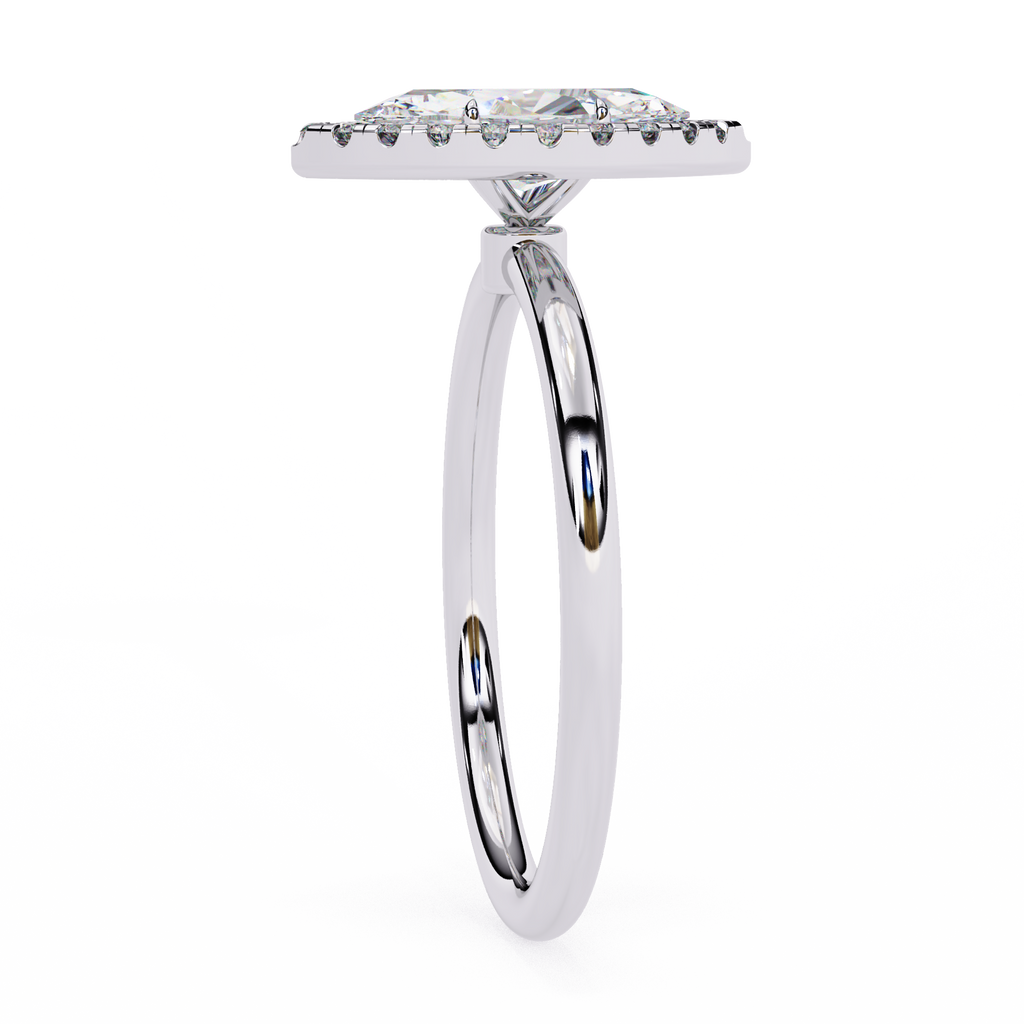 White Gold Marquise Diamond Halo Solitaire Engagement Ring