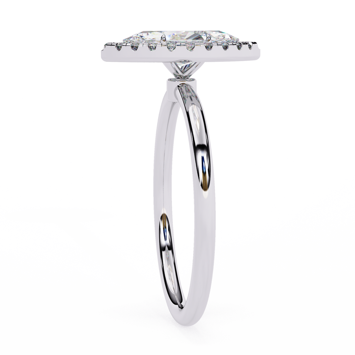 White Gold Marquise Diamond Halo Solitaire Engagement Ring