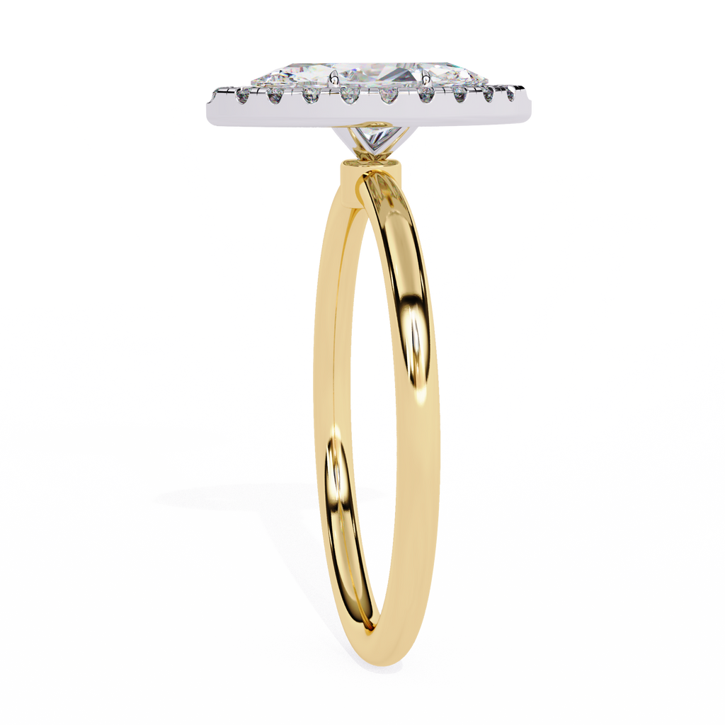 Yellow Gold Marquise Cut Halo Diamond Engagement Ring