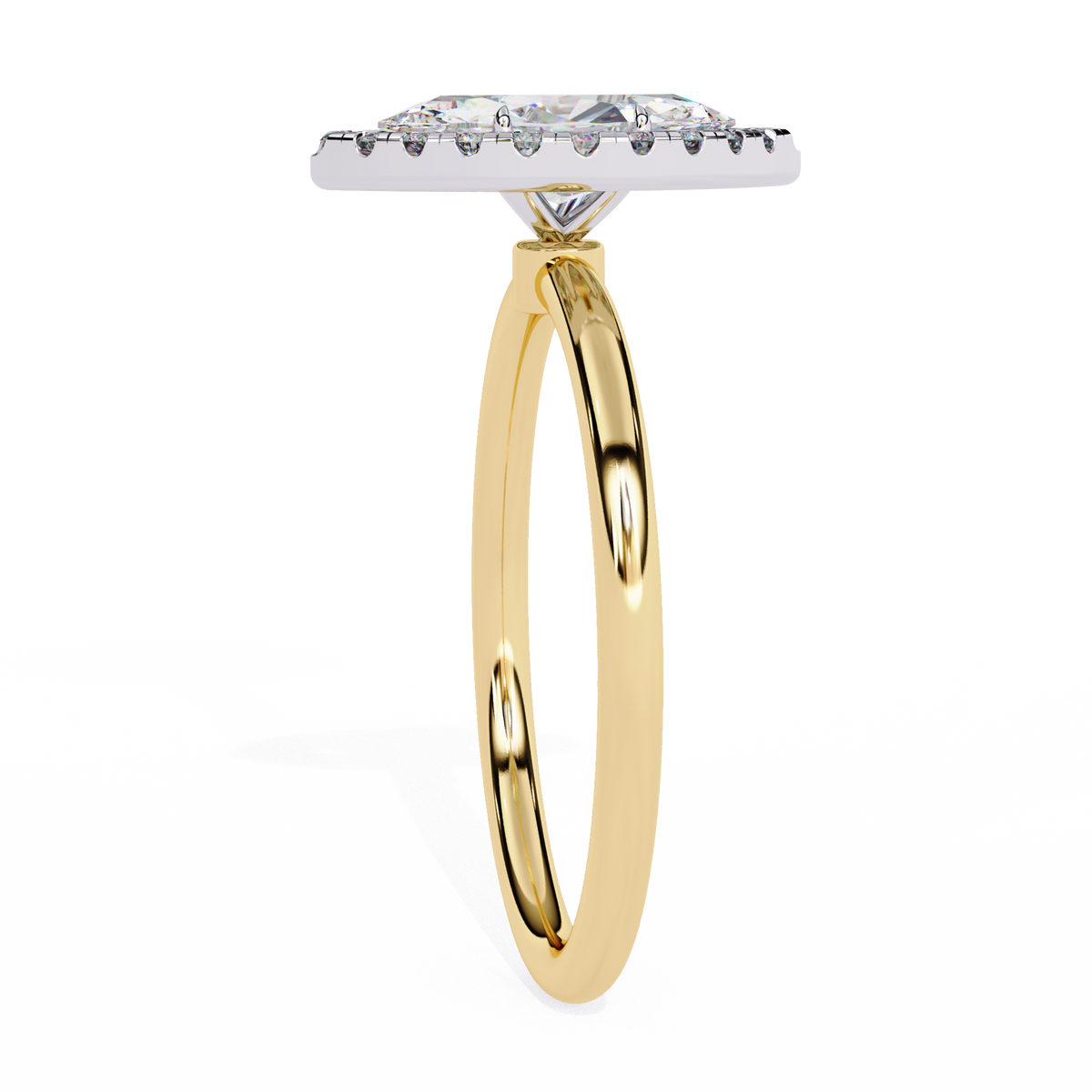 Yellow Gold Marquise Cut Halo Diamond Engagement Ring
