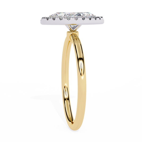 Yellow Gold Marquise Cut Halo Diamond Engagement Ring
