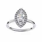White Gold Marquise Diamond Halo Solitaire Engagement Ring