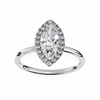 White Gold Marquise Diamond Halo Solitaire Engagement Ring