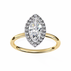 Yellow Gold Marquise Cut Halo Diamond Engagement Ring