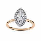 Rose Gold Marquise Cut Halo Diamond Engagement Ring