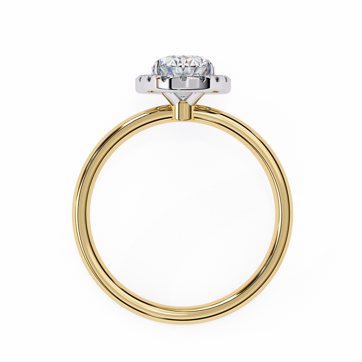 Yellow Gold Oval Cut Halo Diamond Engagement Ring