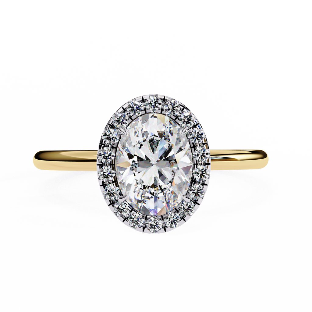 Yellow Gold Oval Cut Halo Diamond Engagement Ring