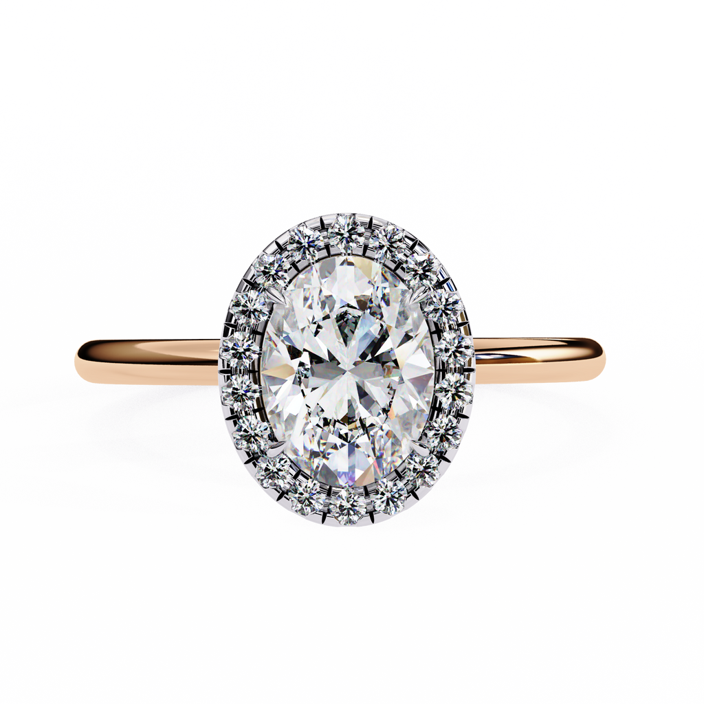 Rose Gold Oval Cut Halo Diamond Engagement Ring