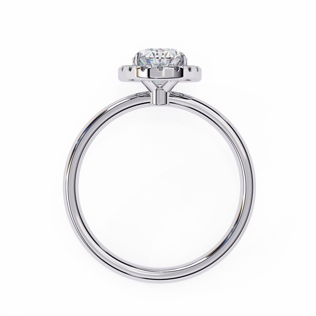 White Gold Oval Diamond Halo Solitaire Engagement Ring