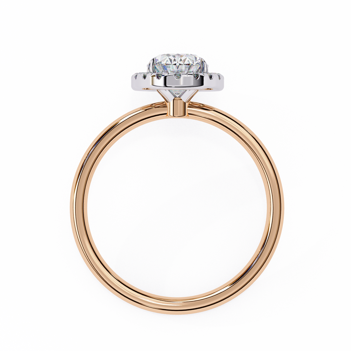 Rose Gold Oval Cut Halo Diamond Engagement Ring