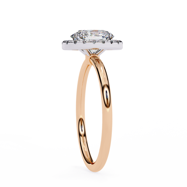 Rose Gold Oval Cut Halo Diamond Engagement Ring