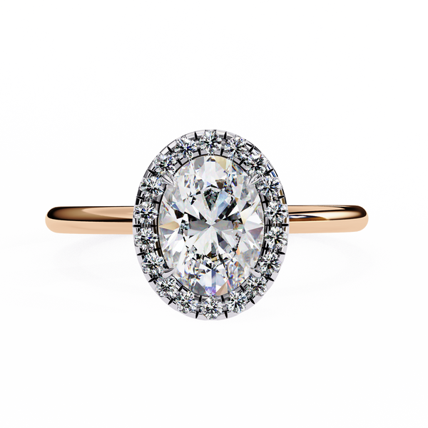 Rose Gold Oval Cut Halo Diamond Engagement Ring