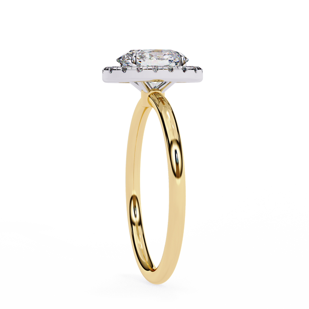 Yellow Gold Oval Cut Halo Diamond Engagement Ring