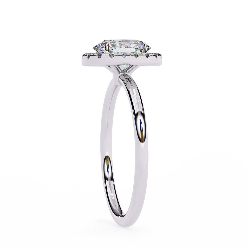 White Gold Oval Diamond Halo Solitaire Engagement Ring