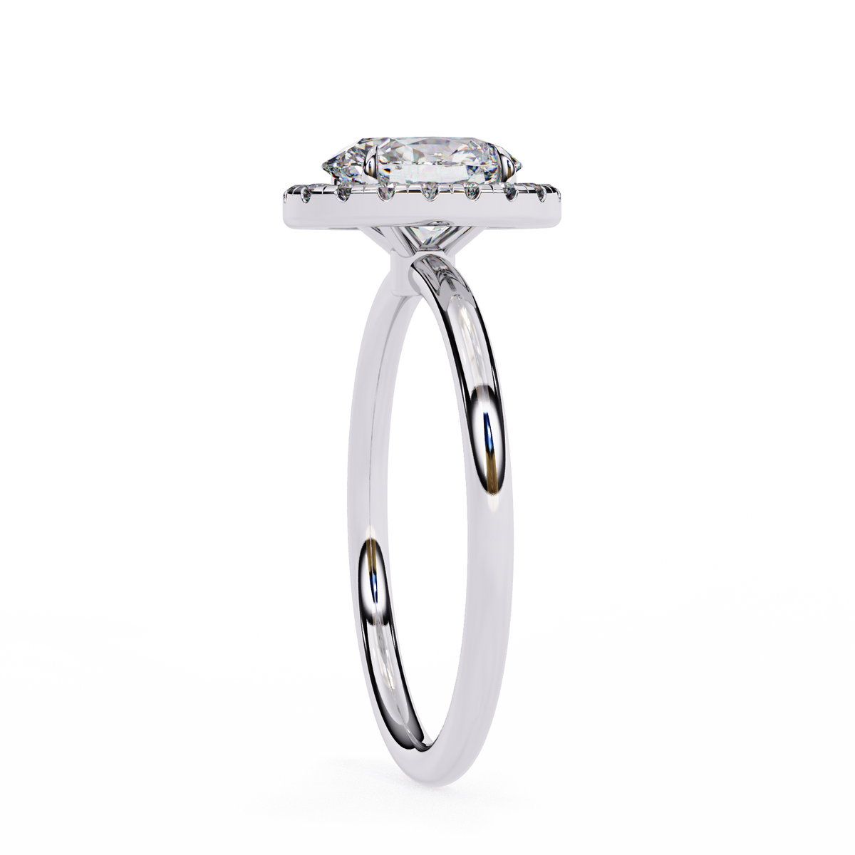 White Gold Oval Diamond Halo Solitaire Engagement Ring