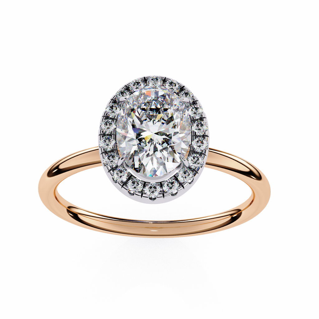 Rose Gold Oval Cut Halo Diamond Engagement Ring